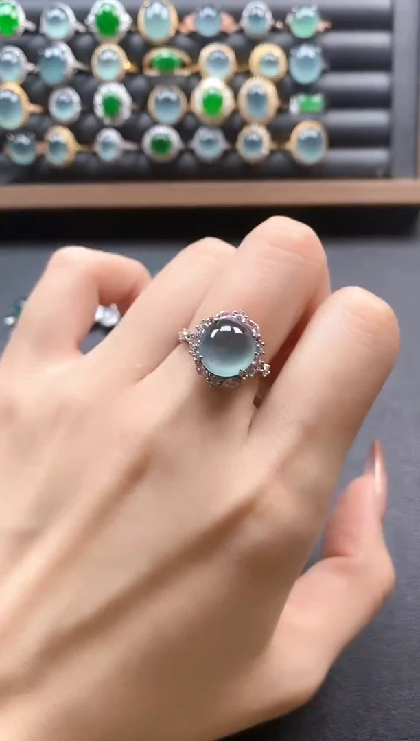 银S925镶嵌戒指翡翠51511