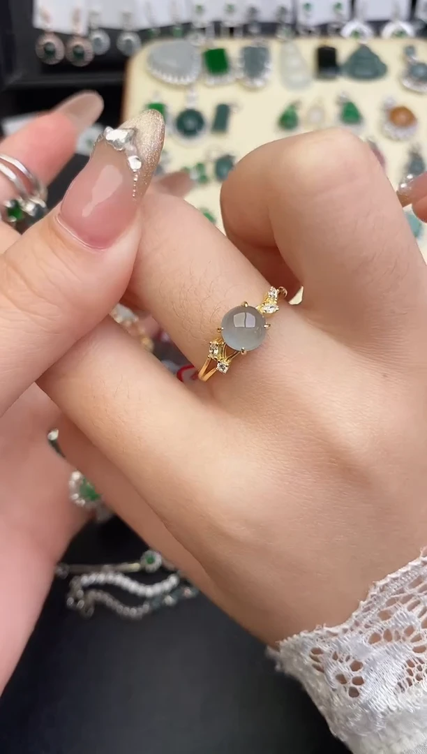 银S925镶嵌戒指翡翠0