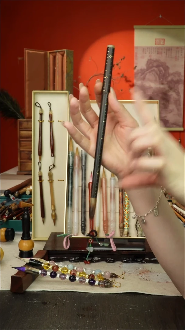 25号闪孤品高货毛笔链接 清水试笔 蘸墨不退