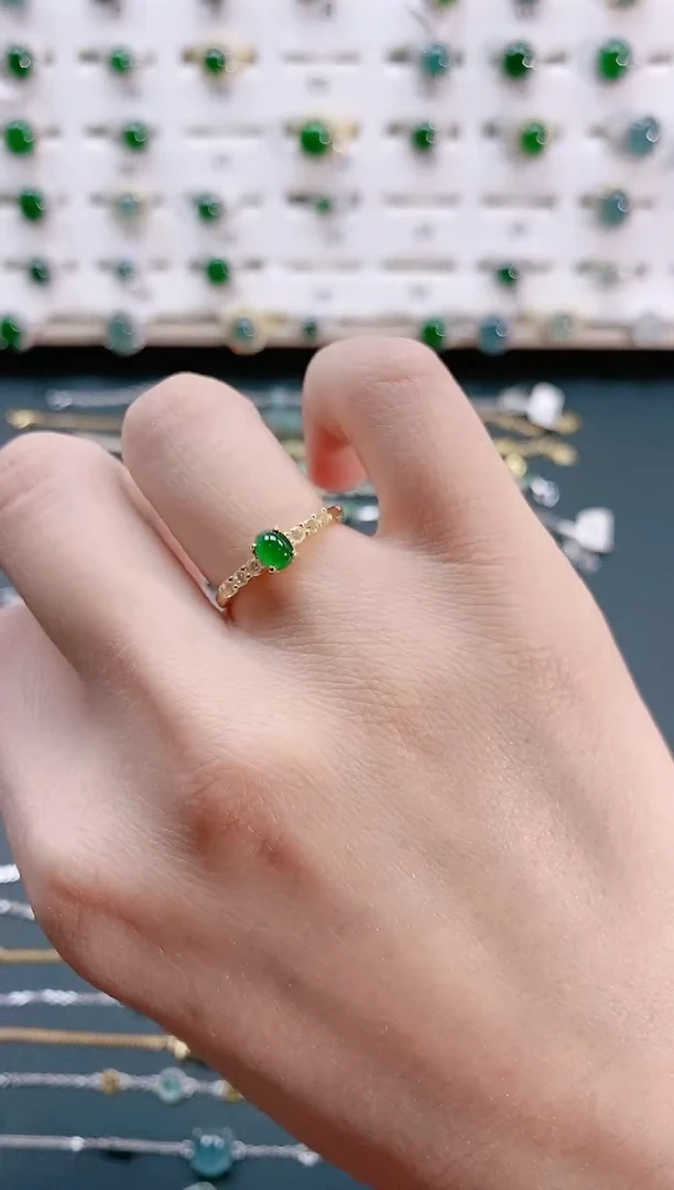 【闪购商品】翡翠戒指银S925镶嵌天然翡翠