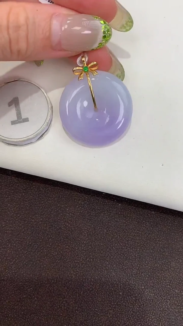颈饰18K金镶嵌翡翠天然缅甸a货翡翠
