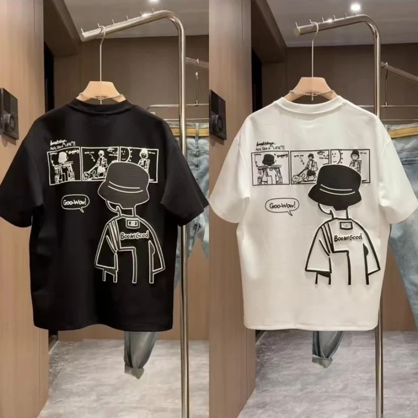 潮流新款~25夏季新款潮流印花百搭潮牌宽松短袖T恤8236