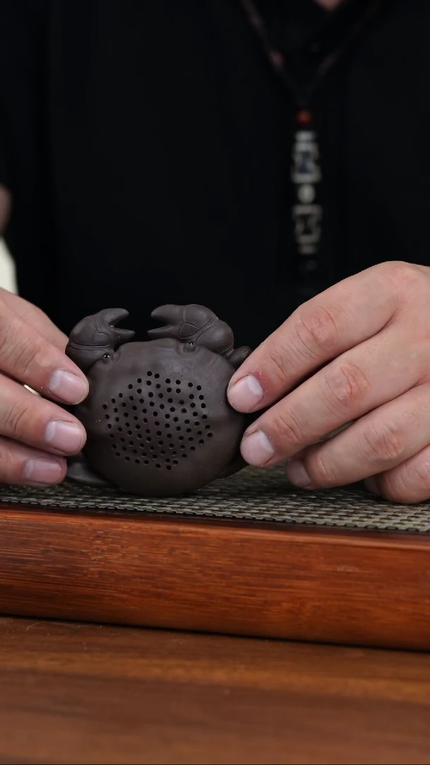 茶杯紫砂原矿老紫泥螃蟹茶漏