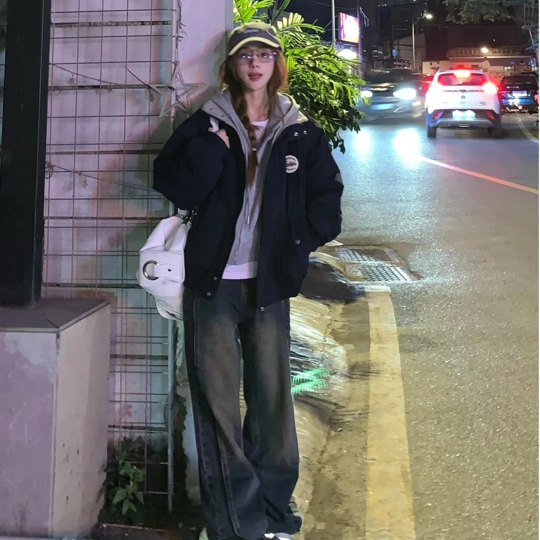 棉服女2025年冬季新款学院风韩系立领夹克宽松加绒加厚棉衣外套潮