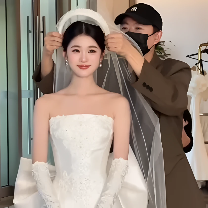 复古珍珠头纱新款新娘结婚头饰森系旅拍配饰婚礼法式影楼拍摄道具