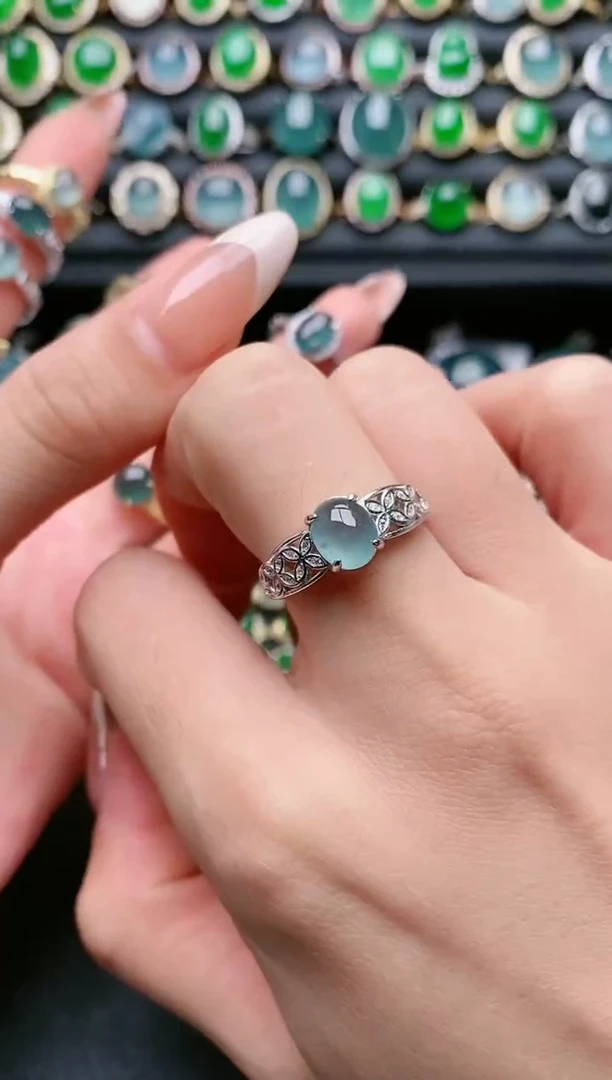 【闪购商品】翡翠戒指银S925镶嵌111111