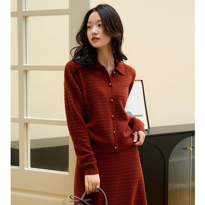 笑涵阁  羊毛移针挑洞针织半身裙/半身裙套装ZTA763800AG