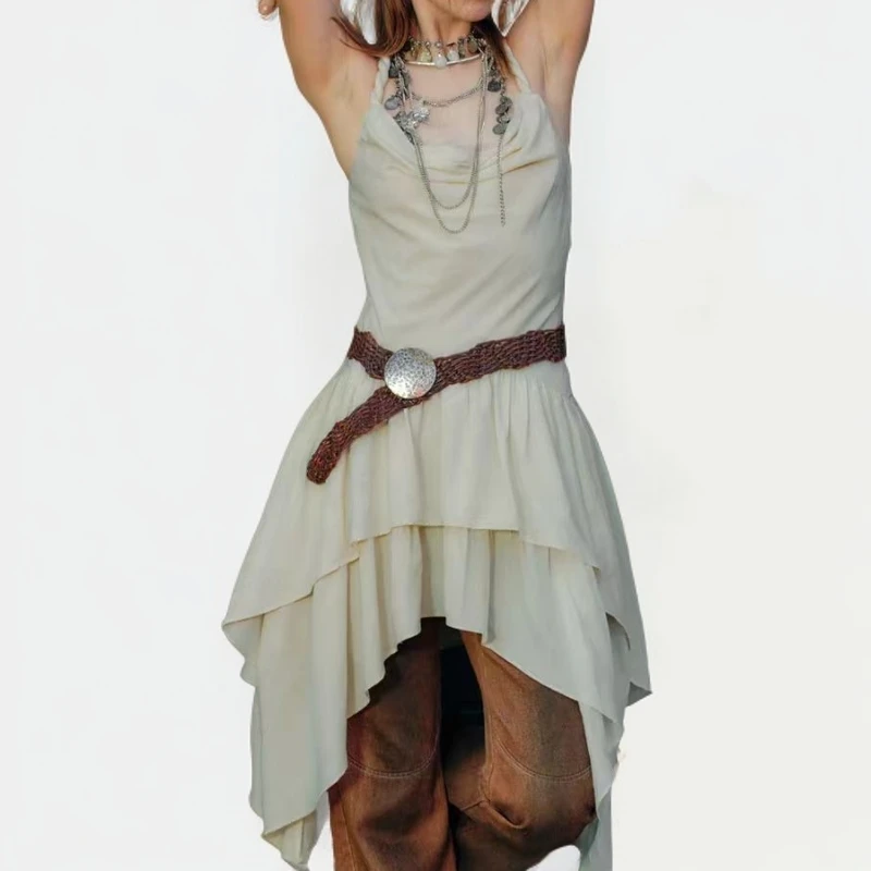 ENDO PER SE 设计师品牌「output」挂脖麻花荡领连衣裙