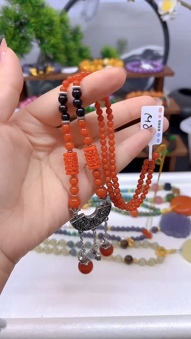 颈饰银S925镶嵌南红玛瑙M804