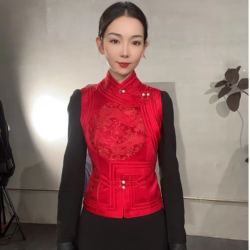 【阿泯娜】A2303马夹坎肩女上衣气质百搭蒙古民族风马夹传统女款