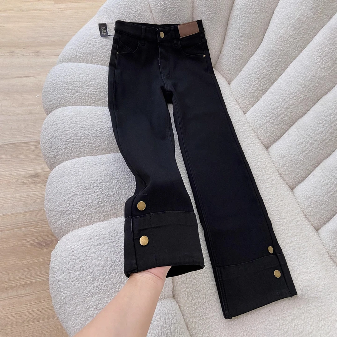 黑色加绒加厚直筒牛仔裤女秋冬2025新款高腰显瘦弹力九分烟管裤子