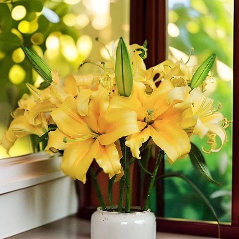 云南木木花卉皇帝 高贵大气金黄色香水百合 云南鲜切花家用室内