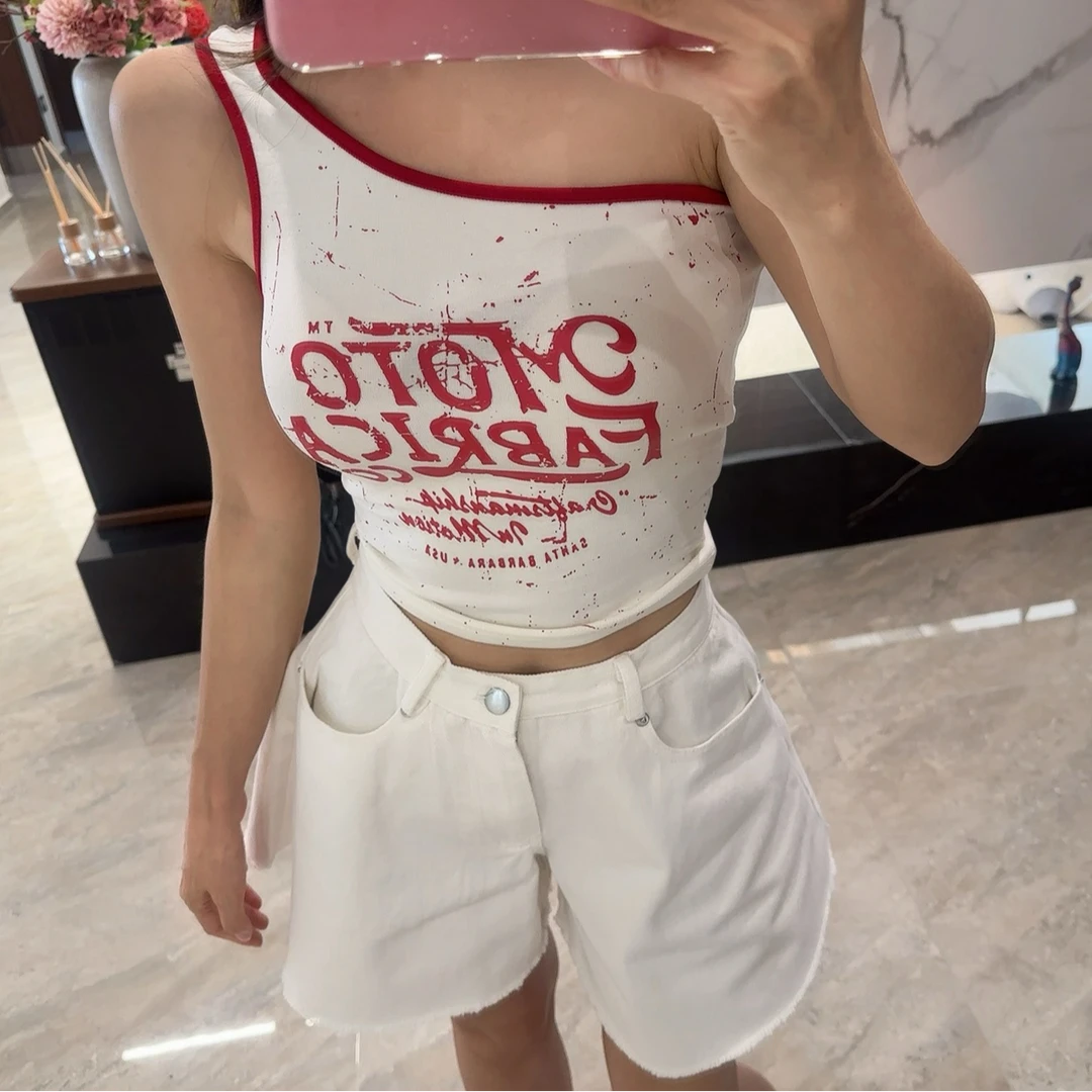 【喷漆美式】泡菜定制包边喷漆做旧印花斜肩背心