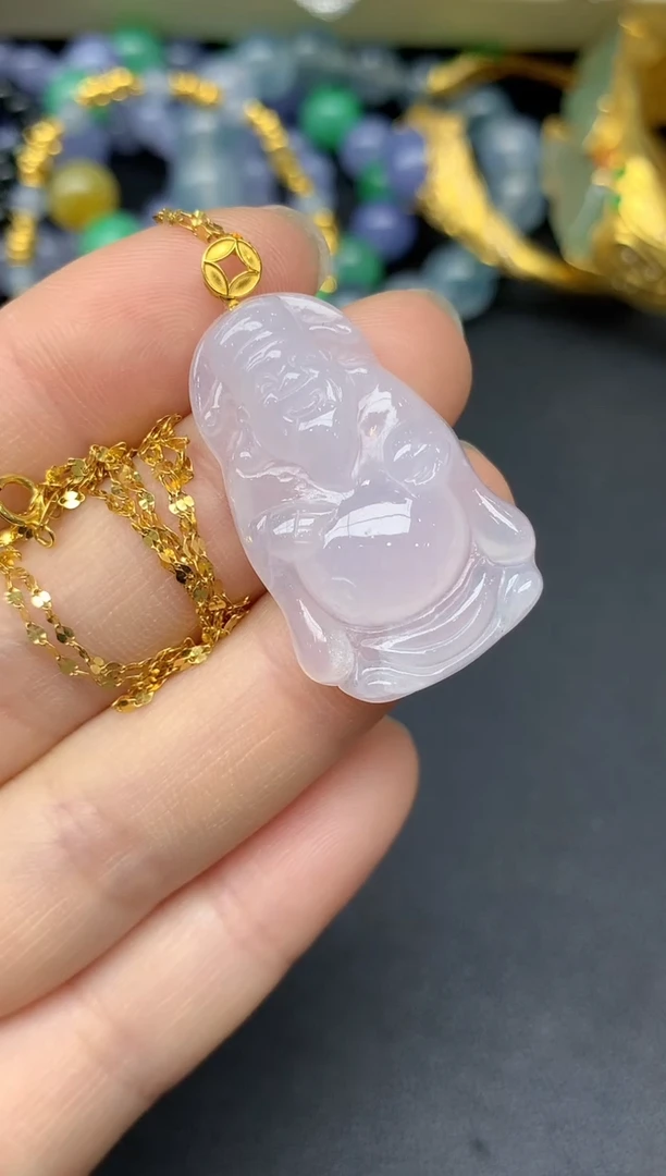 颈饰18K金镶嵌翡翠103-雪姐翡翠天天见