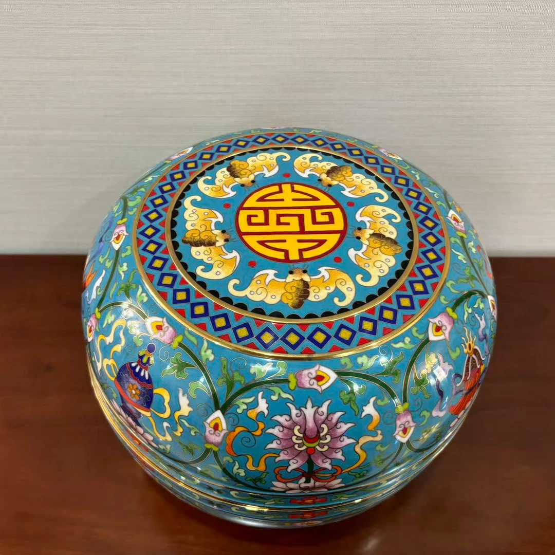 顺起珐琅厂 景泰蓝十寸八宝捧盒 非遗匠心工艺 陈设摆放摆件藏收
