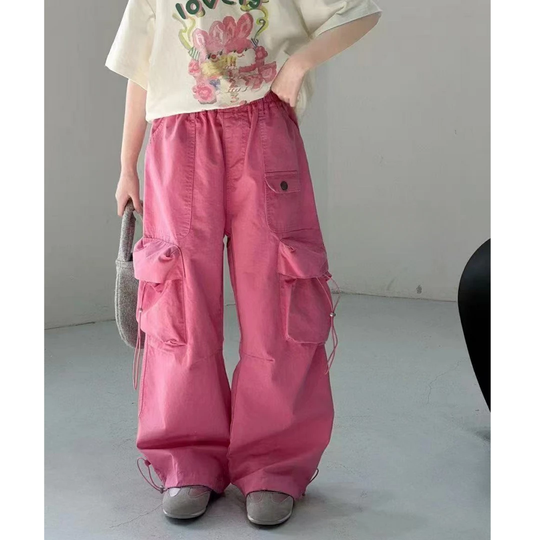 【haobaby】口袋款抽绳工装裤3296