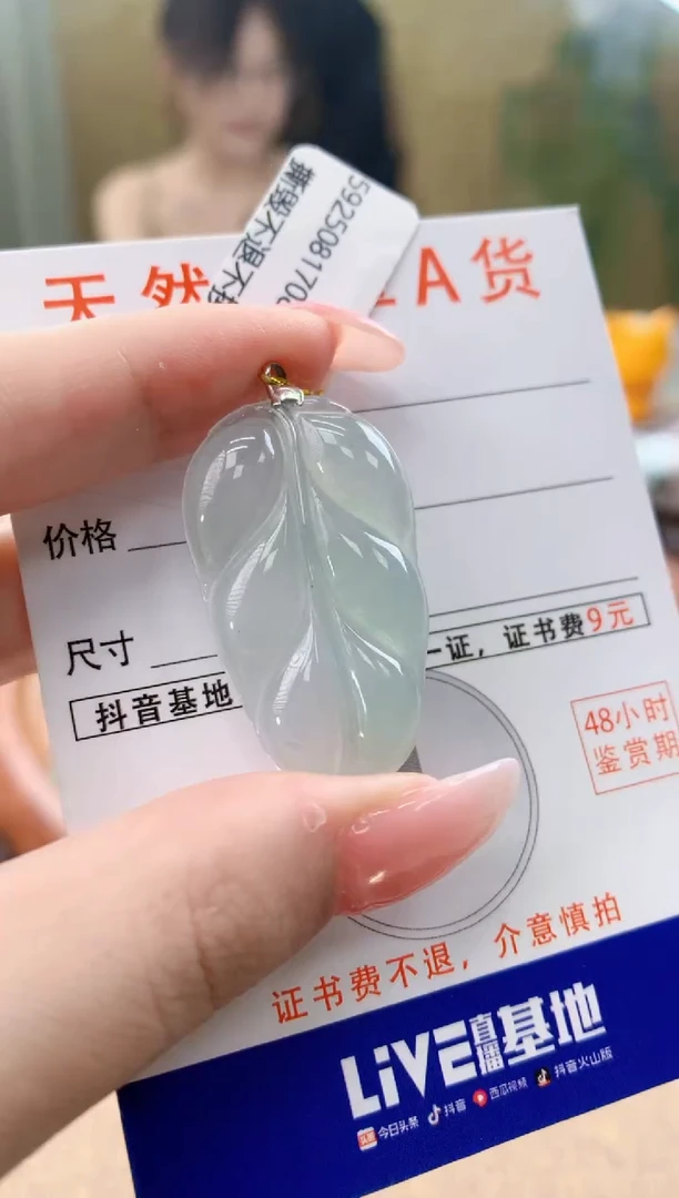 颈饰18K金镶嵌翡翠天然A货翡翠挂件