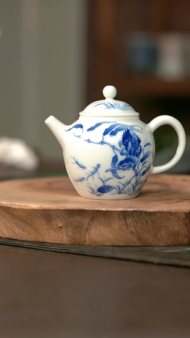 手绘手绘高温现代瓷 气  单翠宫灯壶130C