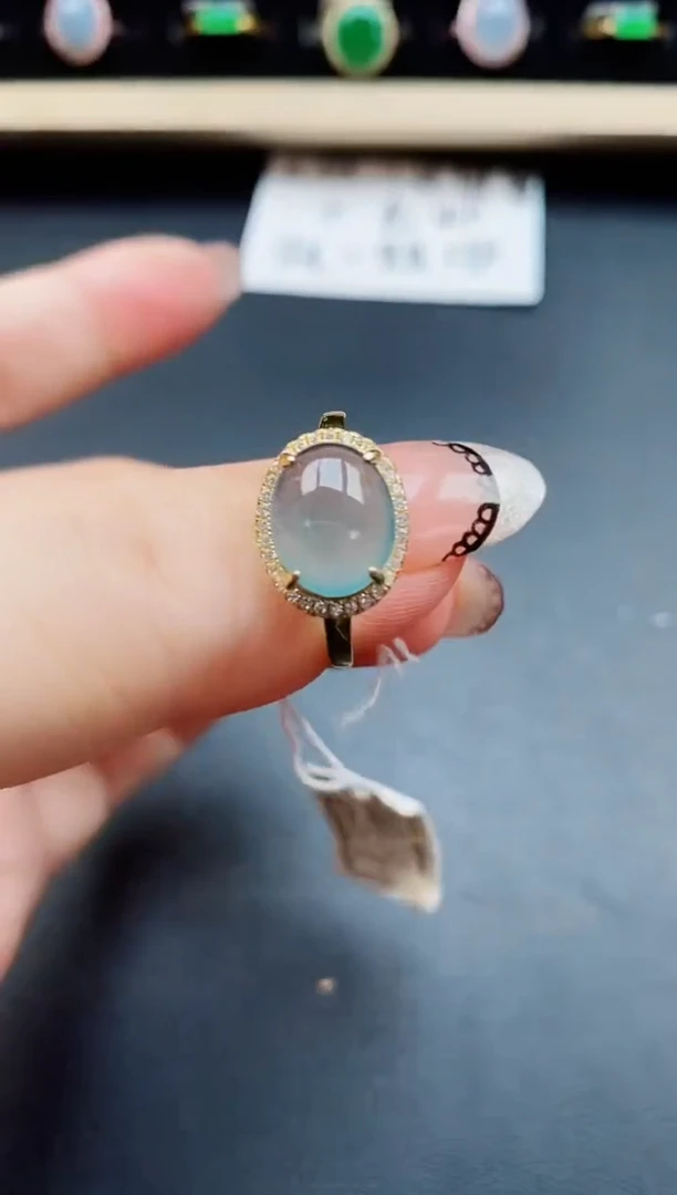 翡翠戒指银S925镶嵌50850