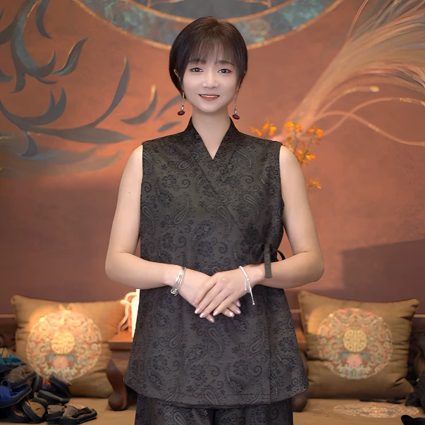 爱上莲心【腰果花】腰果花交领马甲 中国风秋冬温暖舒适时尚锁温