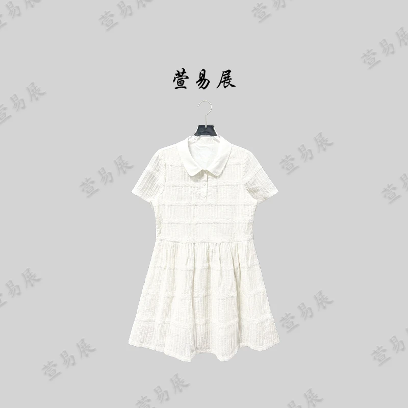 萱易展-“夏至风吟”亚麻混纺轻奢肌理感蕾丝刺绣翻领连衣裙-LQ1222