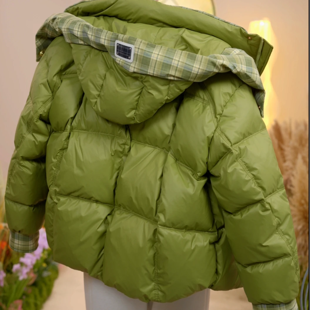 XA1-香港海港版 高端格纹拼接原创设计羽绒服女