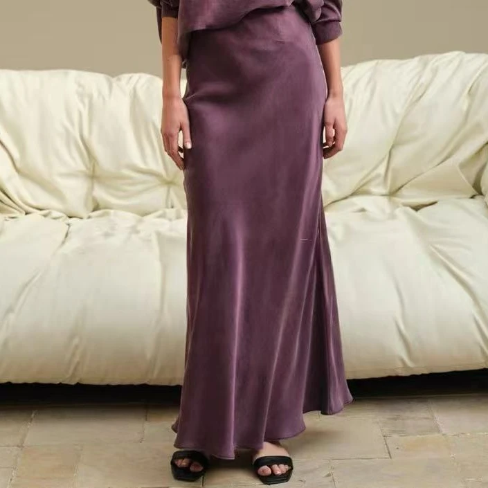 铜铵丝半身裙时尚气质显瘦极简风