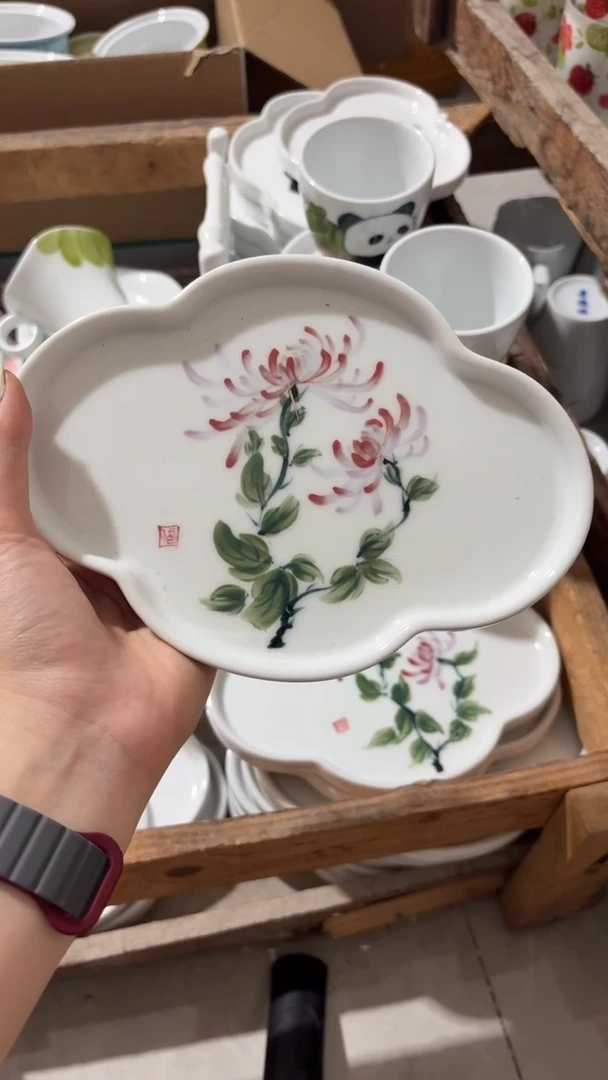 瓷片景德镇陶瓷食品级手绘釉中彩-宝盘