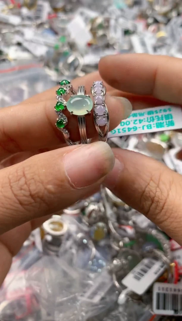 银S925镶嵌戒指翡翠999----7