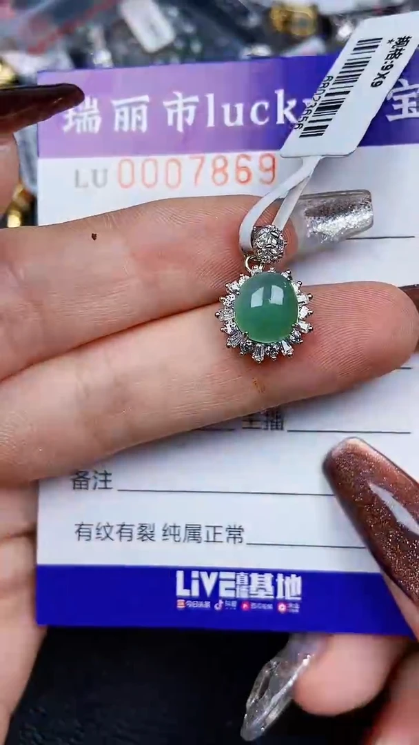 颈饰银S925镶嵌翡翠7869