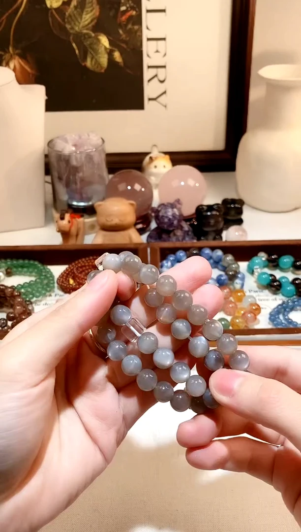 未镶嵌手链长石银灰月光diy