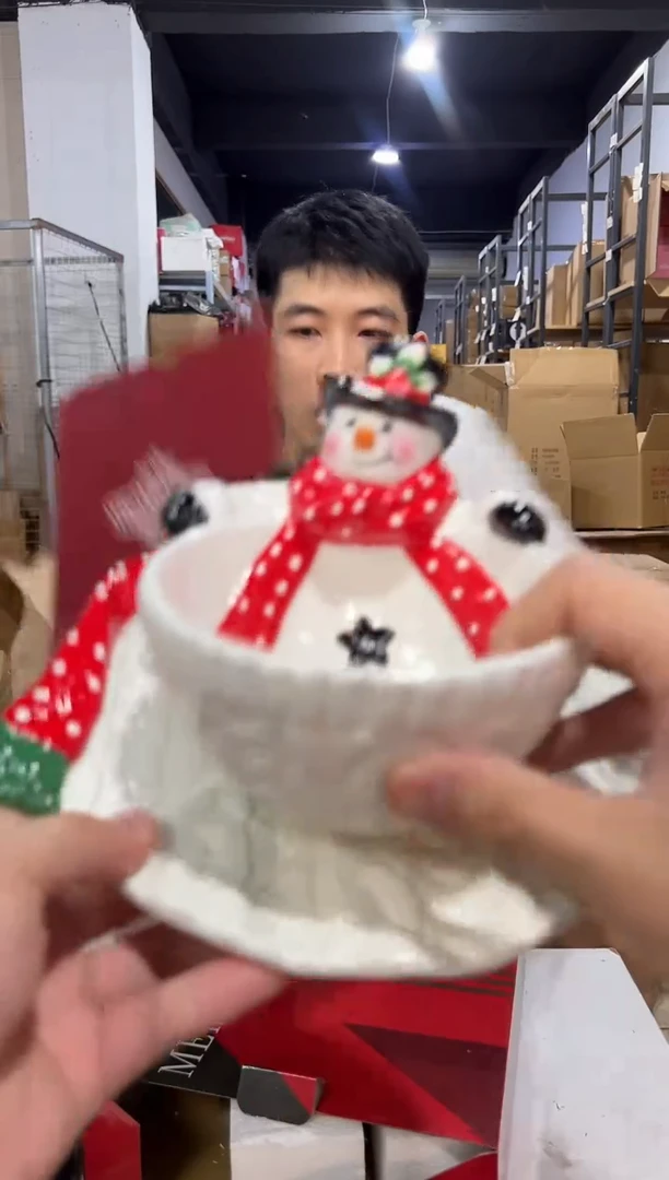 瓷片原盒雪人碗加特雷西原盒雪人盘子2件套