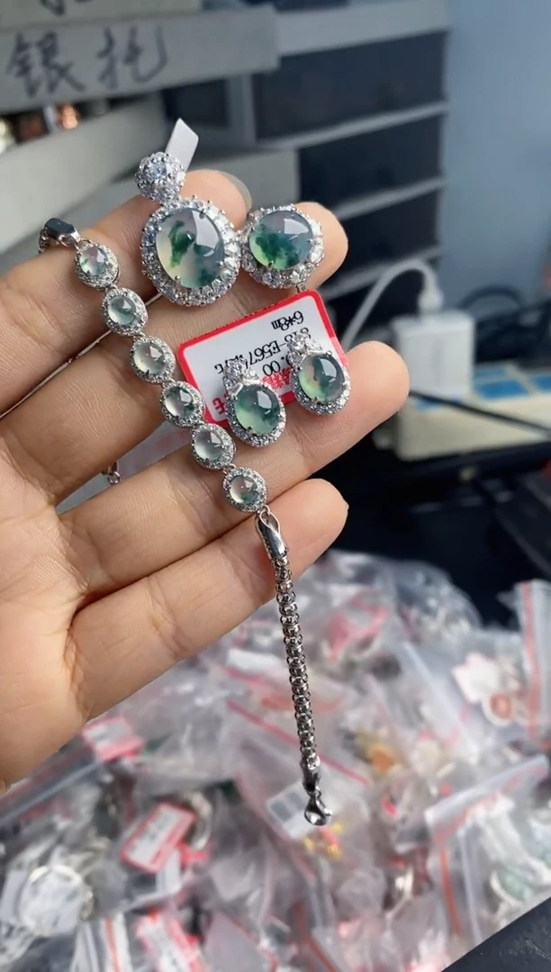 银S925镶嵌戒指翡翠4444----9