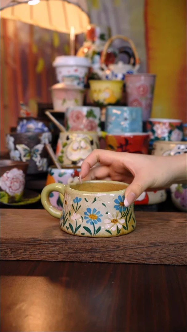 杯子陶泥垚手作 景德镇手工手绘陶瓷器物