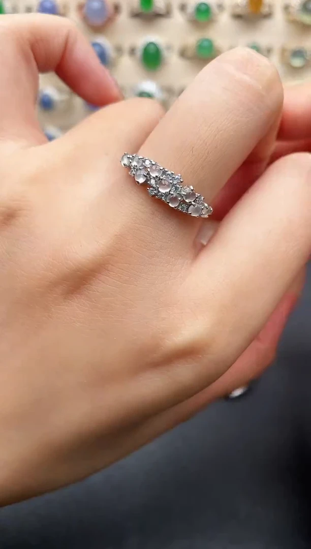 银S925镶嵌戒指翡翠一物一证一礼盒3