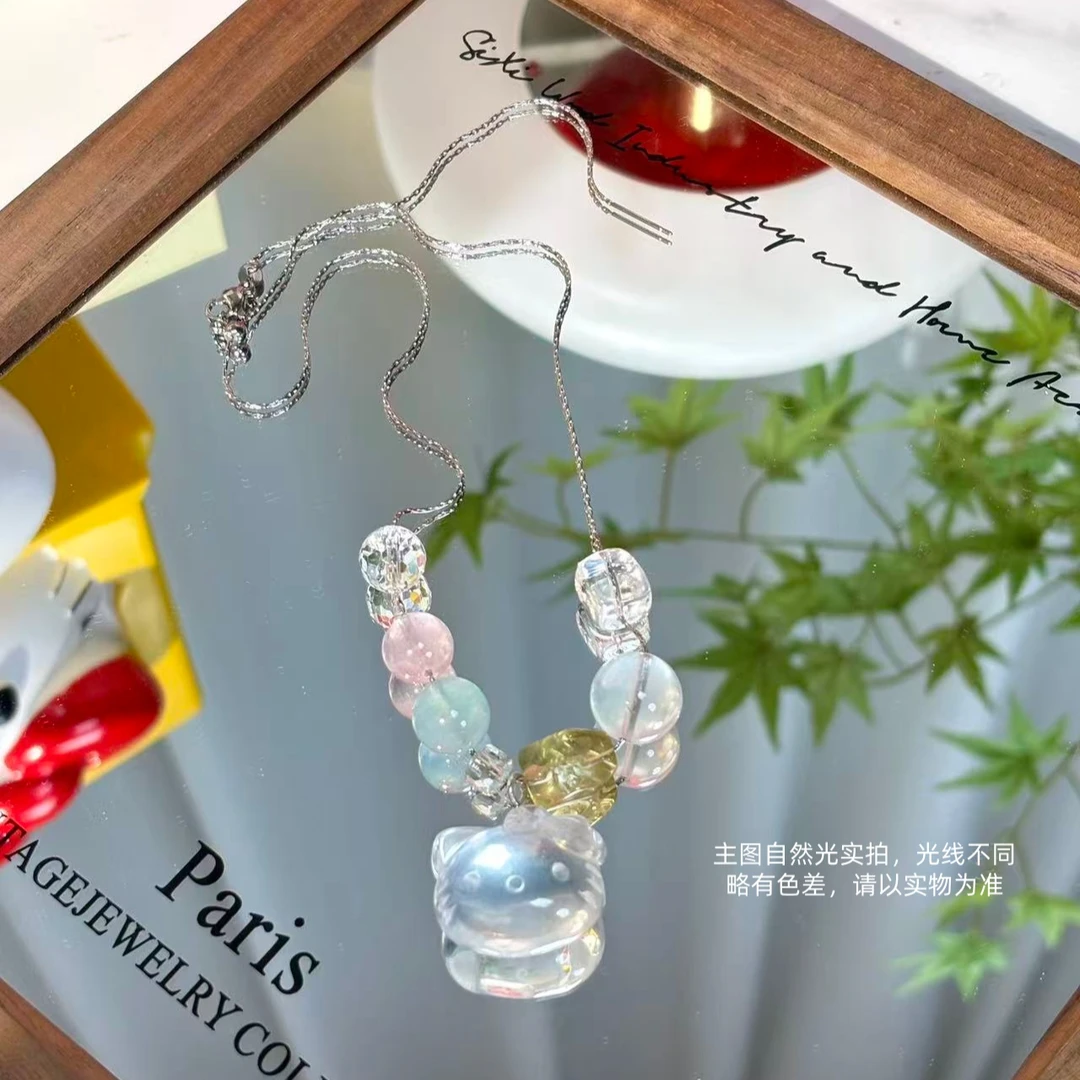 【Hello Kitty项链】天然水晶KT猫吊坠项链 多样性发一