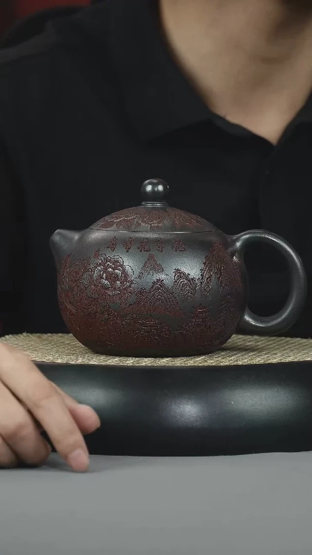 茶壶紫砂石黄 西施  牡丹