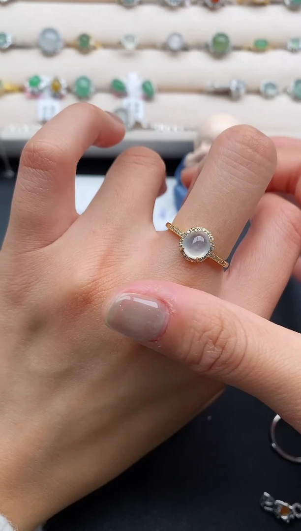 银S925镶嵌戒指翡翠444444+5