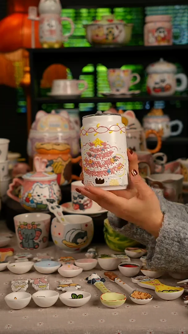 陶瓷无盖款景德镇高温釉下彩纯手绘创意瓷 默认微瑕 不退不换