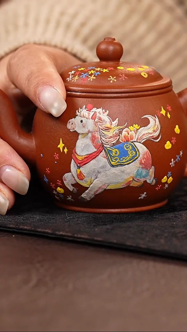 茶杯紫砂朱泥萌马小品