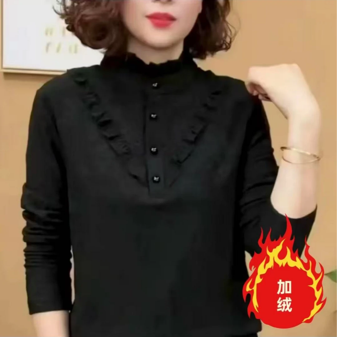 半高领中老年女装黑色女装百搭纯色1519