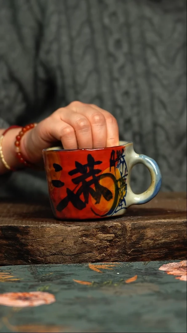 【闪购商品】杯釉下彩手工手绘同款陶器
