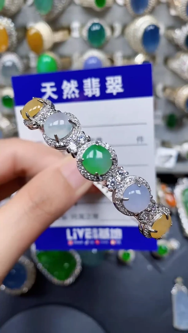 银S925镶嵌手镯翡翠266