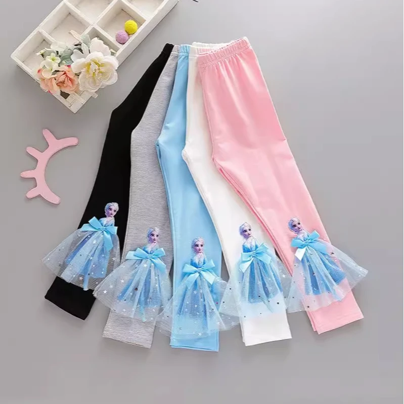 潮牌女童纯棉刺绣爱莎公主裤打底裤