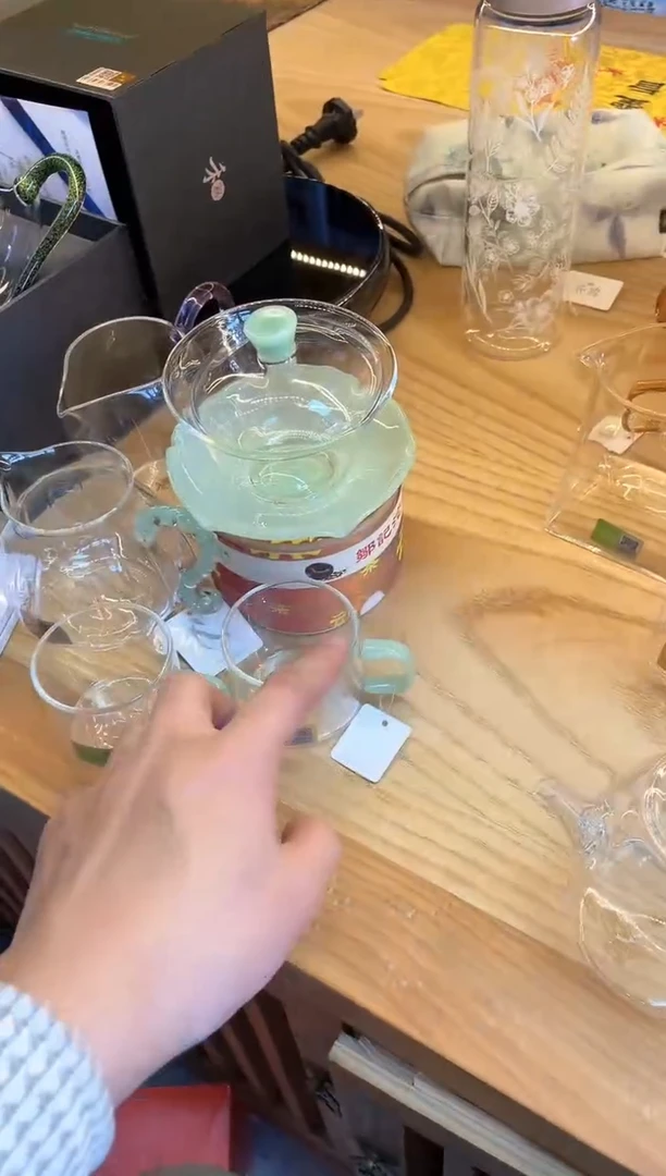 荷叶盖碗/浅玉+禾器/莲意茶海/浅玉+清禾杯浅玉/一对