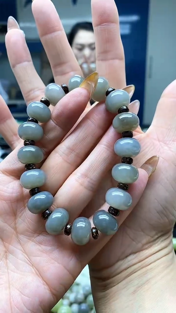 未镶嵌手串和田玉烟紫算盘珠14