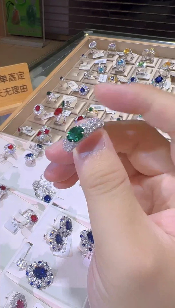 非金属无银镶培育宝石戒指564
