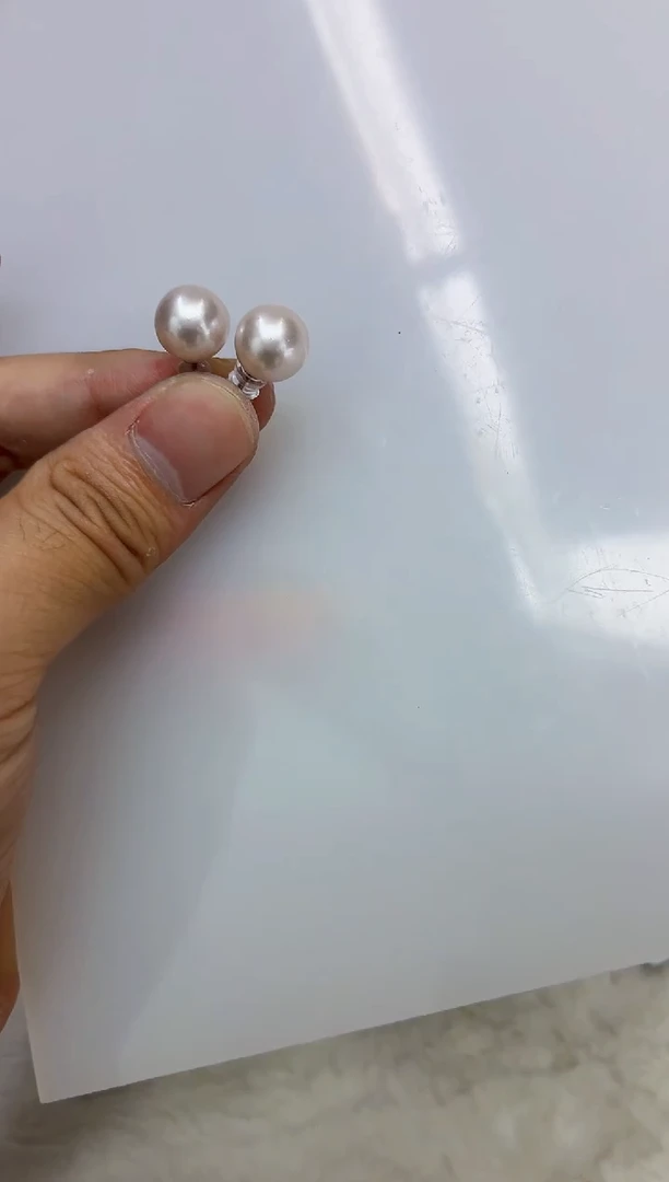 银S925镶嵌DA淡水珍珠耳饰10-11 y803