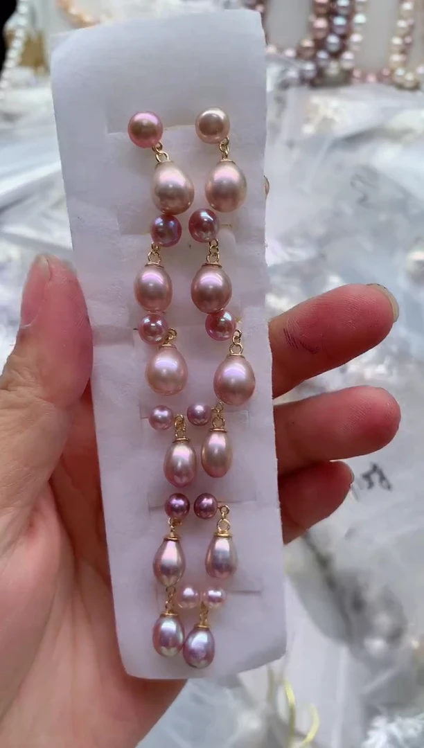 银S925镶嵌淡水珍珠耳饰多样性发其一，非无暇