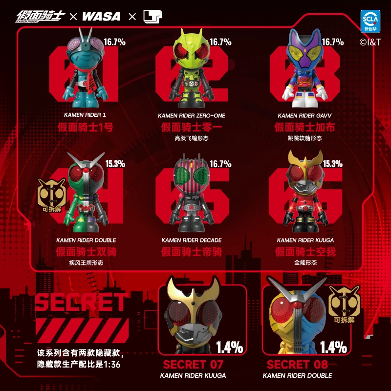 WASA联名假面骑士脏辫盲盒潮玩周边空我帝骑加布玩具摆件模型